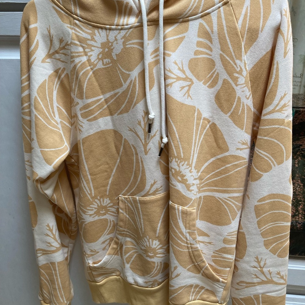 Happy Earth Beige and White Floral Hoodie